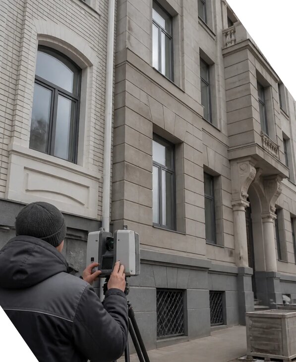Лазерное сканирование фасадов зданий для обследования в Угличе
